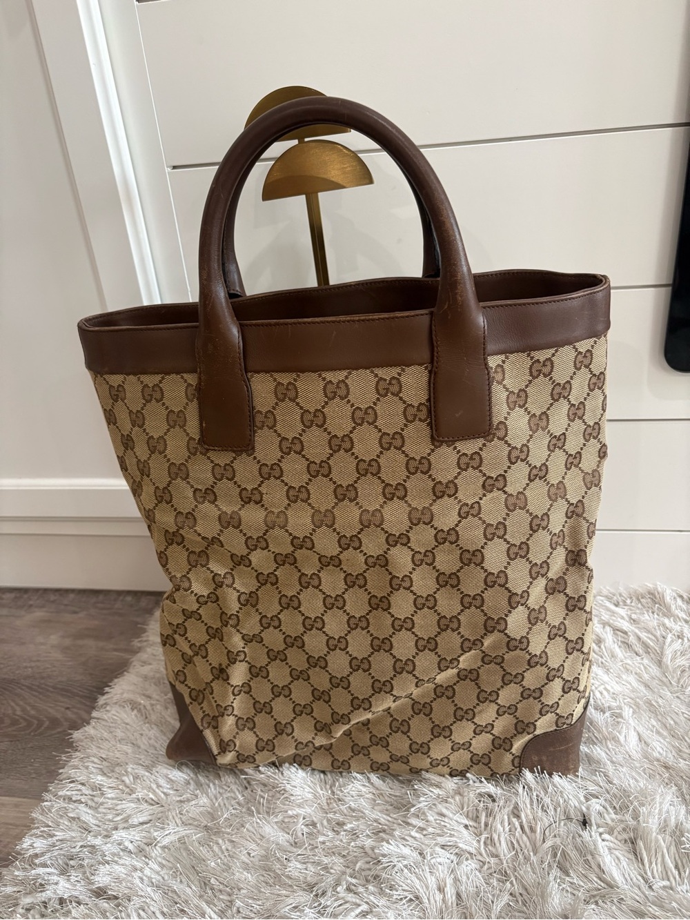 Gucci Beige & Brown GG Canvas Tote Bag
